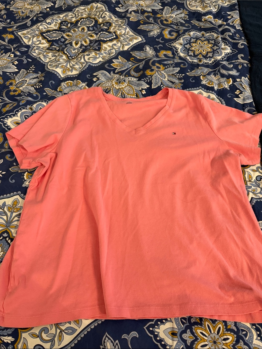 Tommy Hilfiger Coral V-Neck Short Sleeve Tee